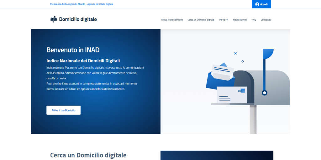 Attivazione dell’Indice Nazionale dei Domicili Digitali (INAD)